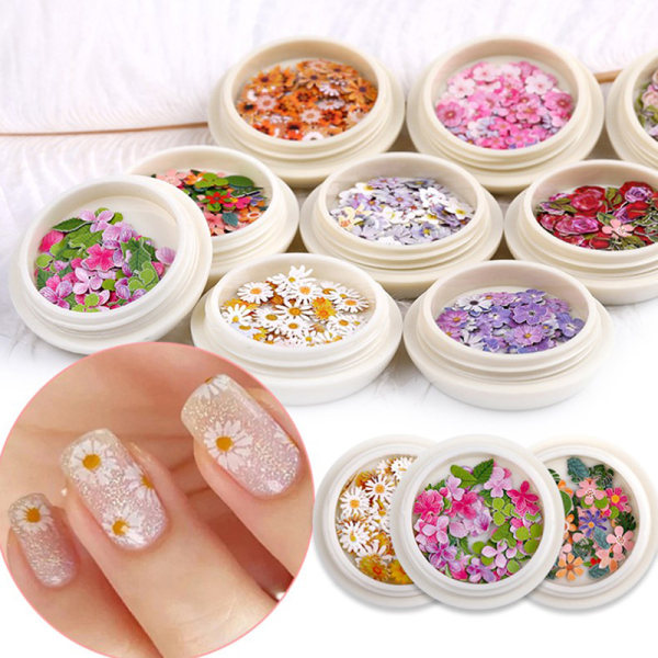 50 st/låda Nail Art Charms Blomrosa Ultratunn trämassa Pat 6