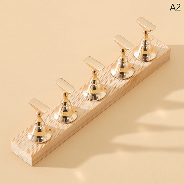 Magnetisk Nagelhållare Trä Display Stativ False Nail Tips Polis A2