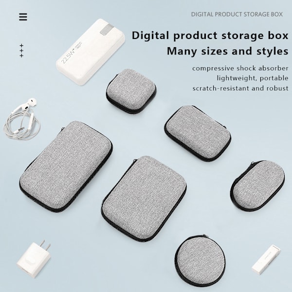 Mini Bärbar EVA Förvaringsväska Påse Bärväska Dragkedja Öronsnäcka 7 x 7 x 3cm