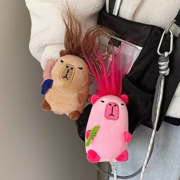 e Nyckelring Kawaii plyschhänge för skolväska Fluffig ryggsäck K pink