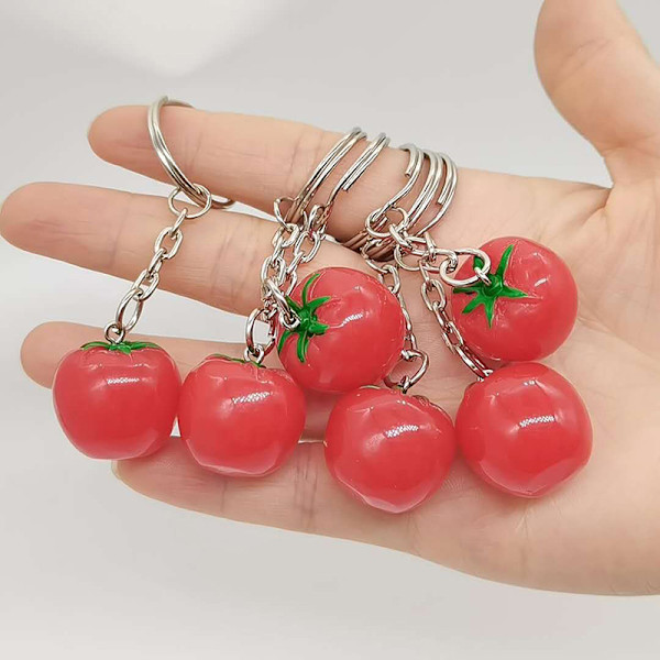 1 ST Simulation Tomato Key Chain Resin Tomat Key Chain Bag Pen