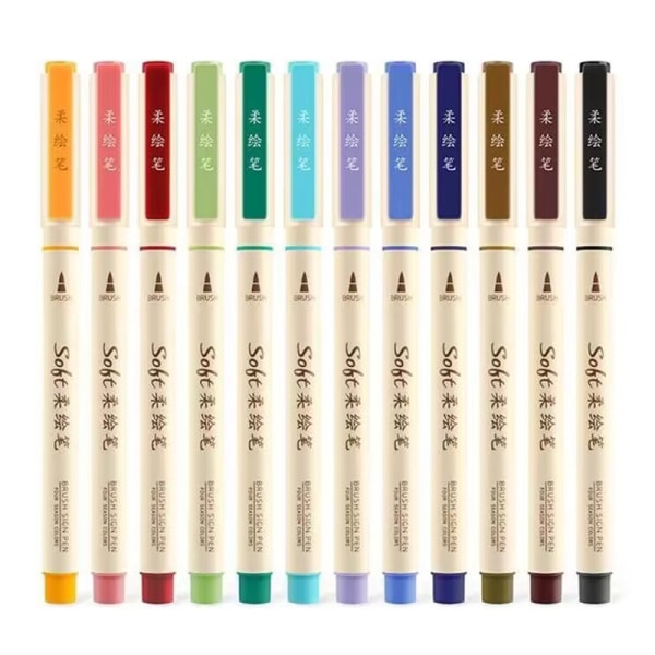 Mjukt huvud Färgglad kalligrafipenna Vattenbaserad pigmentteckning A11