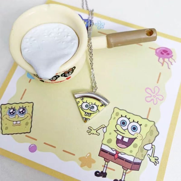 Tecknad SpongeBob Pizza magnetiskt halsband och Creative Kawaii Cou A2