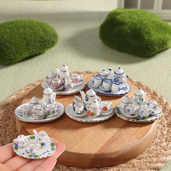 Set i miniatyr porslin Bordsservis Kök Dollhouse Tea A3