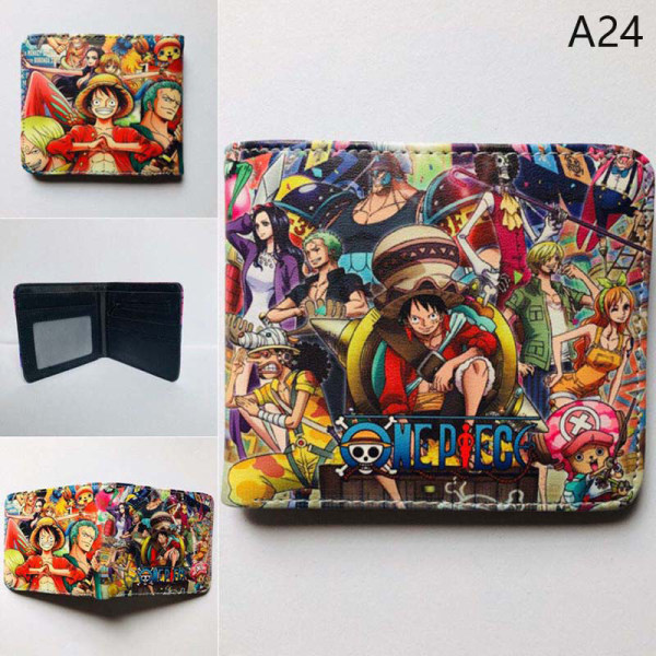 Anime One Piece PU-plånbok för kvinnor män Tecknad Zoro Luffy Ace A24