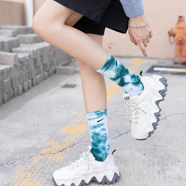 Tie-dye Socks European and Street Ins Hip-hop Tide Brand Coupl Blue