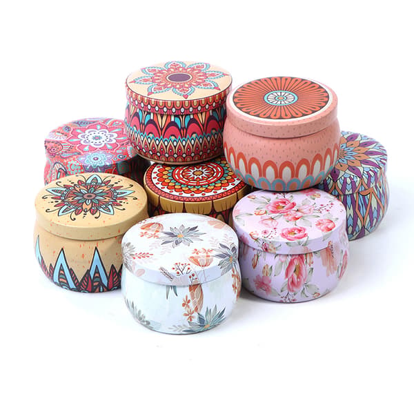 Etnisk stil Plåt förseglad burk DIY Candle Candy Smycken Conta E