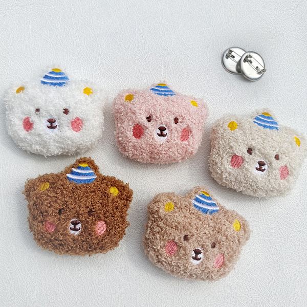 e Tecknad plysch Björn Brosch För Tjejkläder Badge Pins Backpac Beige
