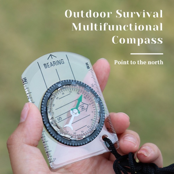 Utomhus Professionell Mini Kompass Kartskala Linjal Multifunktion Clear