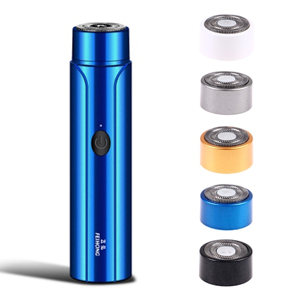 1st Bärbar Mini elektrisk rakapparat för män Skäggtrimmerblad Re Blue