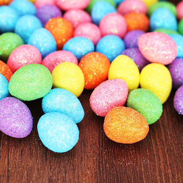 80st/påse Glitter Påskägg Färgglada Foam Fågelduvaägg DI