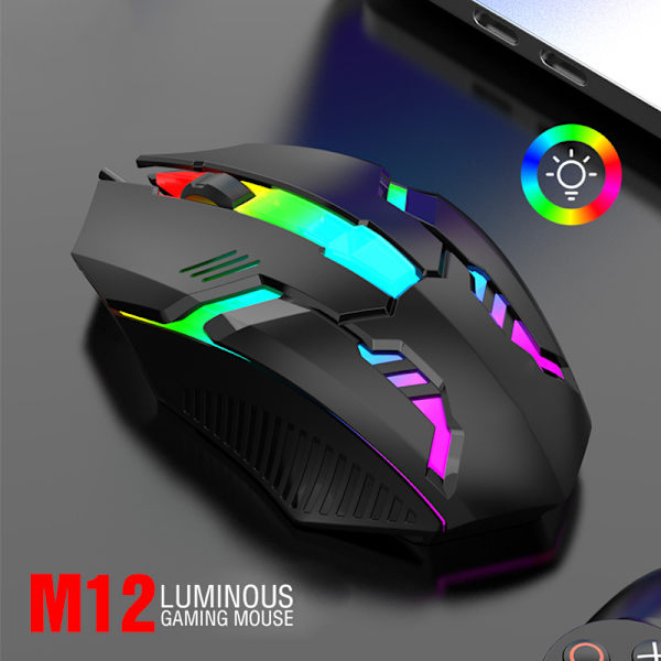 USB Wired Gaming Mouse 1200DPI 3-knappar Tyst Mause Bakgrundsbelyst P black
