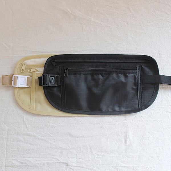 1PC Invisible Travel Waist Packs Midjepåse för passpengar Black