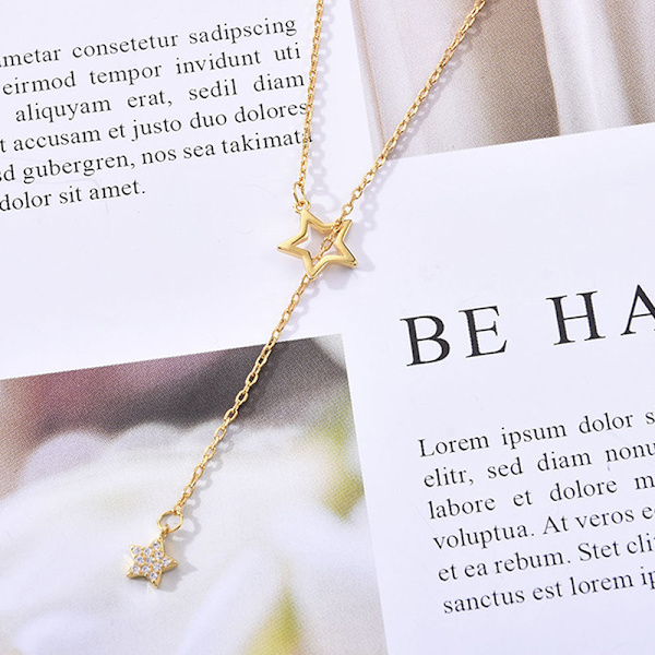 Zircon Star Alloy Halsband ihåliga Elegant nyckelbenskedja enkel Silver