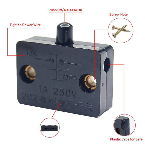 Garderob Ljusbrytare Dörr Touch Switch Automatisk Belysning Cabi Black
