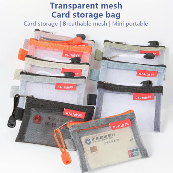 Mini Mesh Myntväskor Pengar Hörlurar Data Line Storage Bags Credi Black