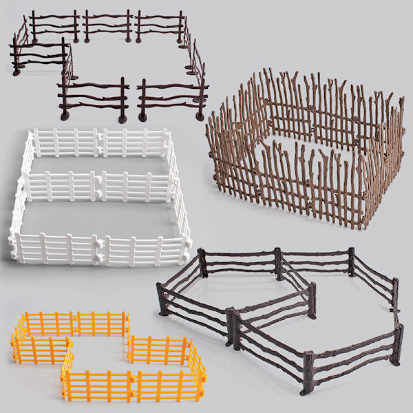 DIY Barnleksaker Simulering Djur Farm Fjäderfä Stängsel Modeller Förbi Brown