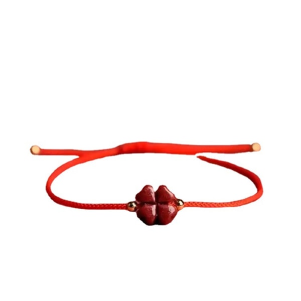 Naturlig Lucky Clover Handgjord Röd Rope Lucky Armring Kvinnor Män L wine red