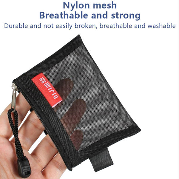 Mini Mesh Myntväskor Pengar Hörlurar Data Line Storage Bags Credi Black