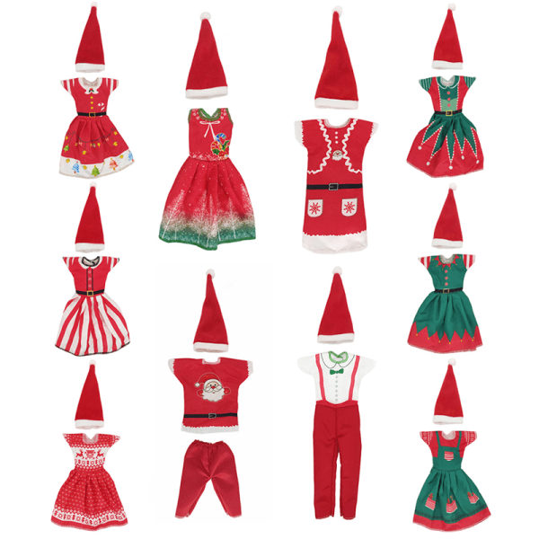 Julklänning Outfit Klänning Hattar för 11 tum 30 cm dockkläder A4