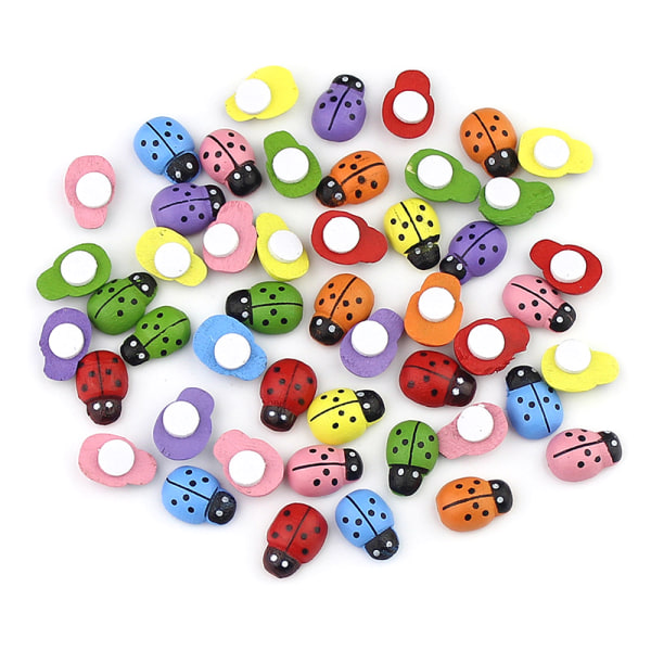 100 st Mini Träbagge DIY Handgjord Craft Kylskåp Wall Sticke mixed color