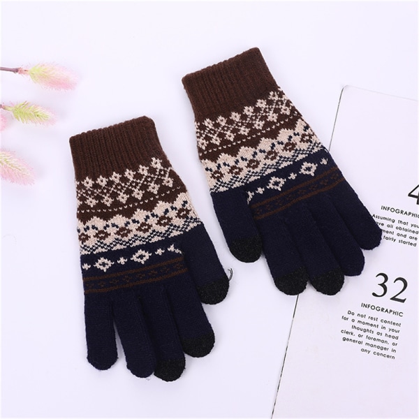 Vinter Touch Handskar Kvinnor Män Varm Stretch Stickning Full Fine White
