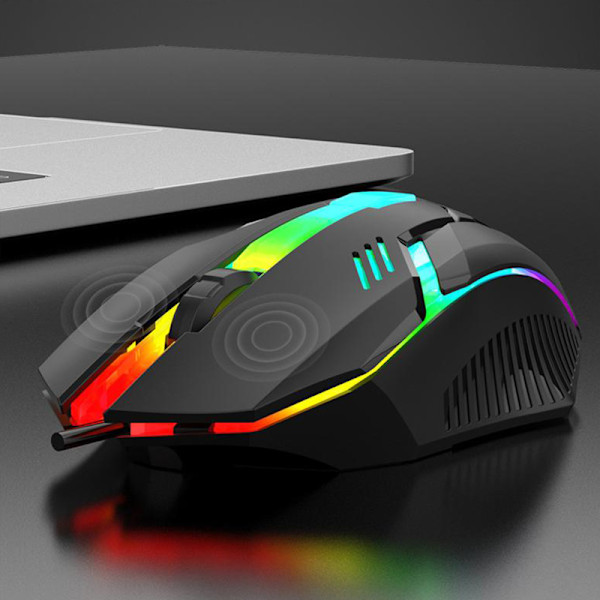 USB Wired Gaming Mouse 1200DPI 3-knappar Tyst Mause Bakgrundsbelyst P black