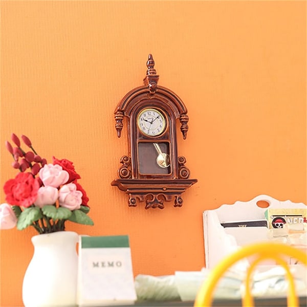 1:12 Dollhouse Miniatyr Väggklocka Europeisk Vintage Clock Furn A