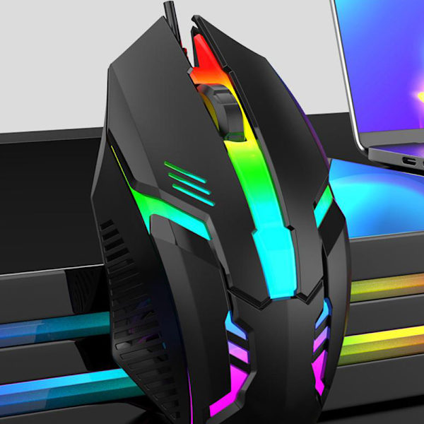 USB Wired Gaming Mouse 1200DPI 3-knappar Tyst Mause Bakgrundsbelyst P black