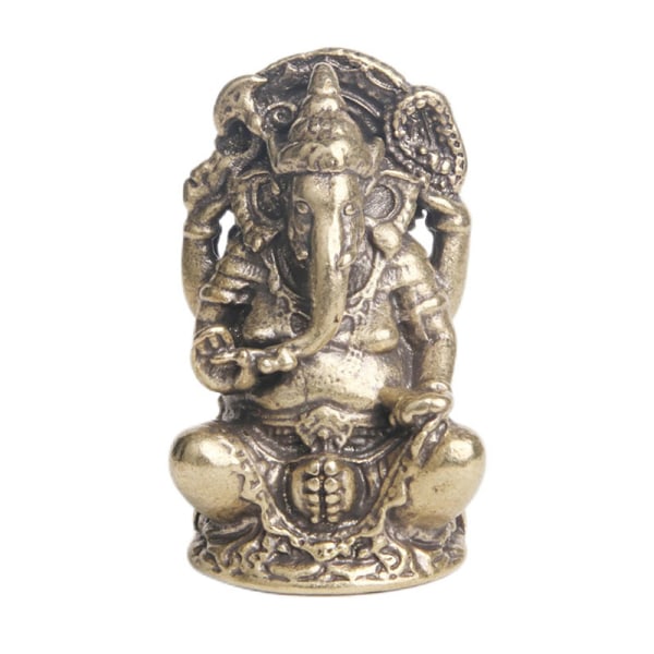 Brons Färg Lord Ganesha Staty Buddha Ornament Elephant Scul