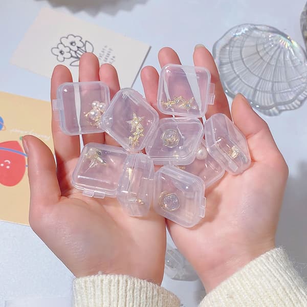 10st Mini Plast Square Transparent Smycken Organizer Förvaring 10pcs
