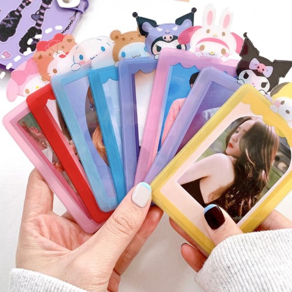 Kpop Kawaii Photocard Collect-hållare med hängande björnkredit Pink