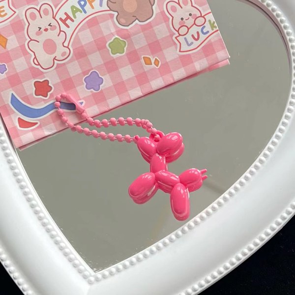 Mini e Balloon Dog Nyckelring Tecknad Candy Color Puppy Bag Key R Pink