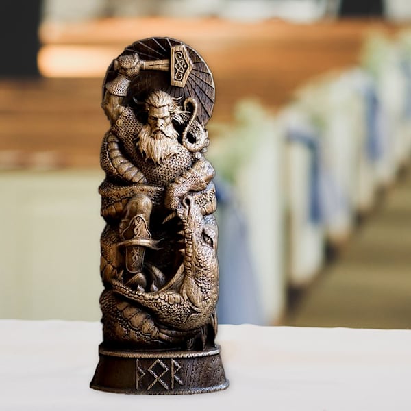 Freyja staty nordisk gud snida altare Heathen Asatru Viking Gud A