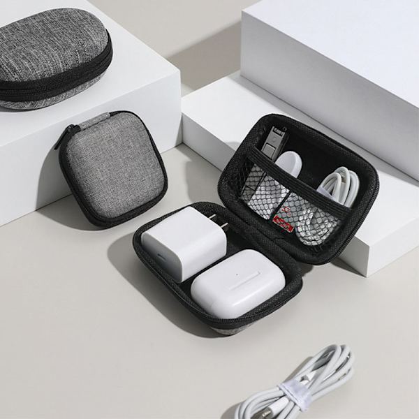 Mini Bärbar EVA Förvaringsväska Påse Bärväska Dragkedja Öronsnäcka 7 x 7 x 3cm
