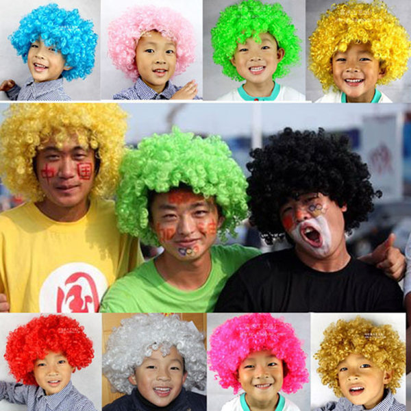 Barn Vuxen Clown Peruk Rund Explosion Hår Hatt Party Accesso 6