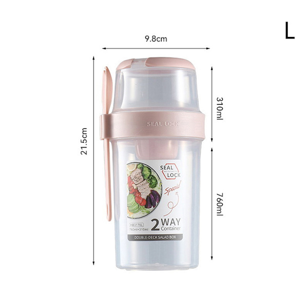 Frukost Havregryn spannmål nötter Yoghurt sallad kopp tätningsbehållare Pink 760ml