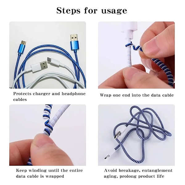1,6 m spiralladdare kabel sladdskydd Antibrott fjäderskydd A8