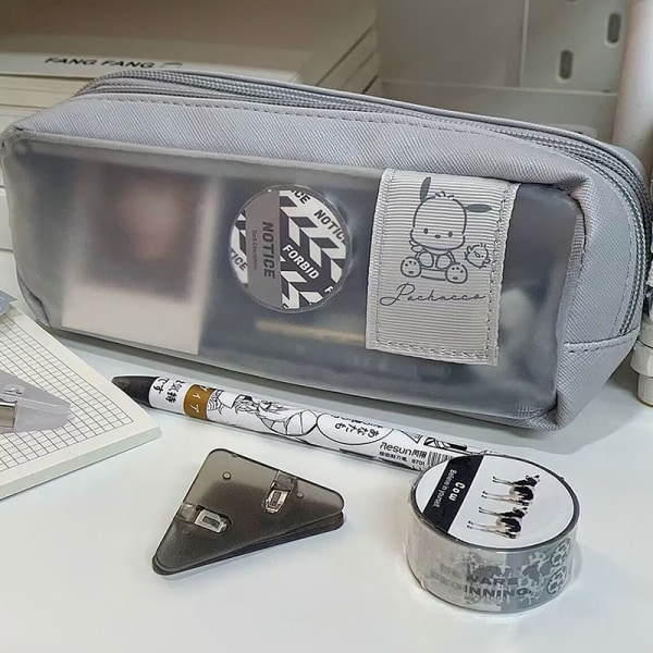 e Pennväska Transparent Frostat case Flerlagers blixtlås St Gray