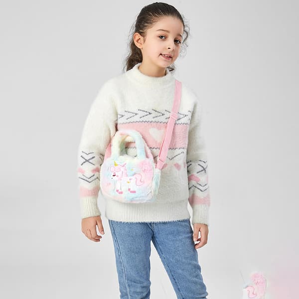 Kid Broderi Unicorn Plysch Crossbody Plånböcker Och Handväskor Litt A3