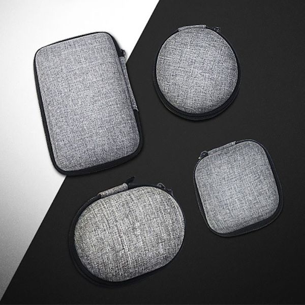 Mini Bärbar EVA Förvaringsväska Påse Bärväska Dragkedja Öronsnäcka 8 x 8 x 3cm