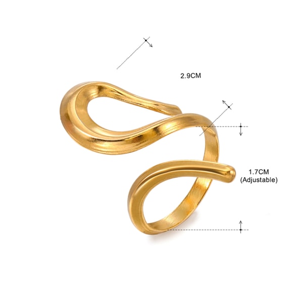 Mode rostfritt stål öppen ring vintage geometriska ihåliga Adju Gold