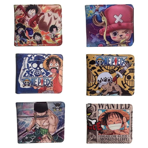 Anime One Piece PU-plånbok för kvinnor män Tecknad Zoro Luffy Ace A24