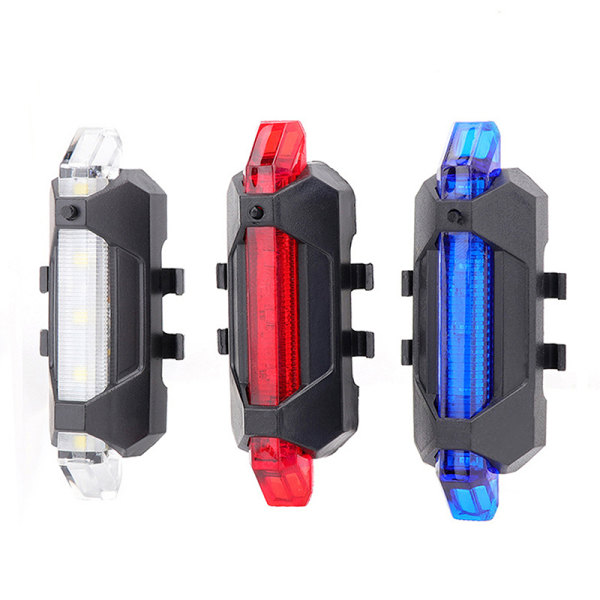 Cykelljus LED vattentät bakljus bakre USB uppladdningsbar B White