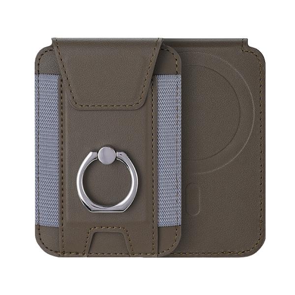 För Magsafe Magnetic Läderplånbok För IPhone 15 14 13 12 11 P khaki