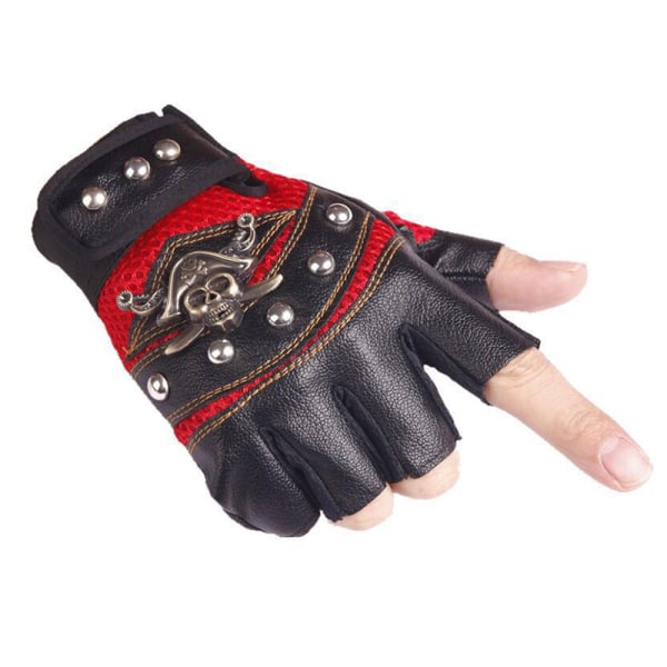 1Par Skulls Rivet PU Läder Fingerless Handskar Mode Hip Hop Black