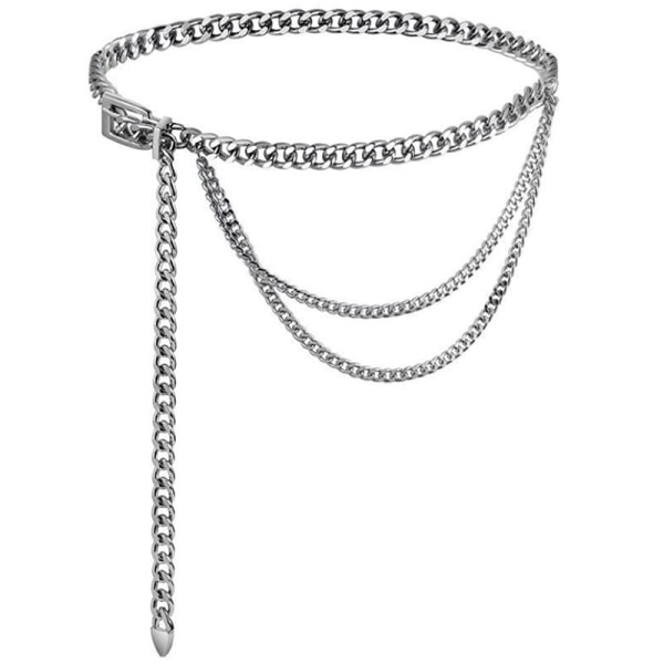 Multi Layer Metal Chain Bälten Dam Tofs Midjekedja Silver