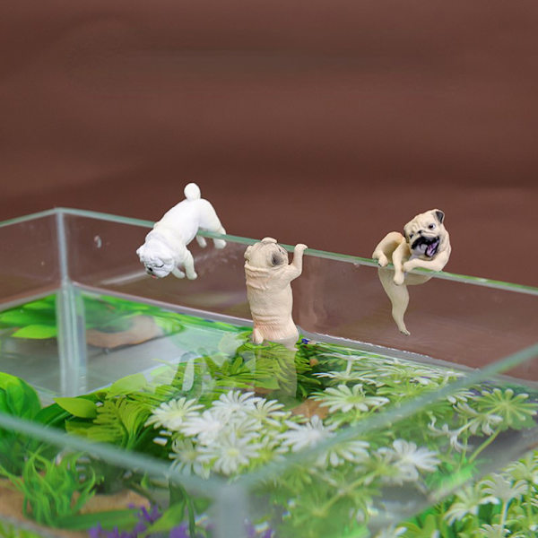 Kreativa hundprydnader för akvarium PVC Kawaii tecknade hundar Cli A3