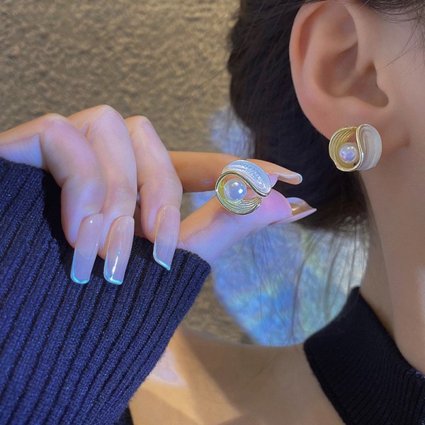 Elegant Woman Pearl Stud örhängen för kvinnor Barock Geometric n 1pair