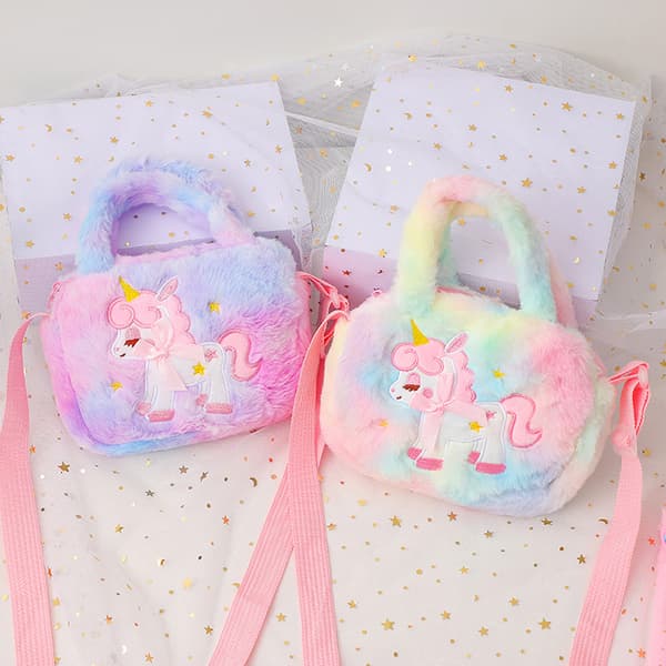 Kid Broderi Unicorn Plysch Crossbody Plånböcker Och Handväskor Litt A2